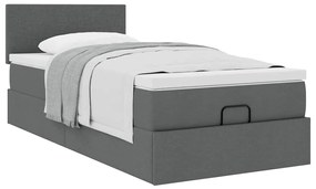 Estrutura cama otomana colchão 80x200 cm tecido cinzento escuro
