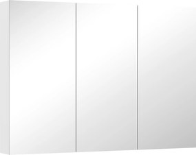HOMCOM Armário de Casa de Banho com Espelho Armário de Parede Casa de Banho Suspenso com 3 Portas Prateleiras Ajustáveis 91,5x11,5x65 cm Branco | Aosom Portugal