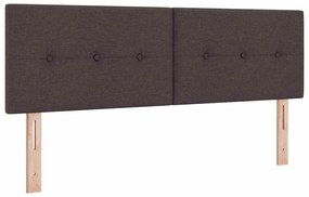 Cama Box Spring com Colchão e LED Castanho Escuro 140x190 cm Tecido