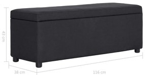 Banco com compartimento de arrumação 116 cm poliéster preto
