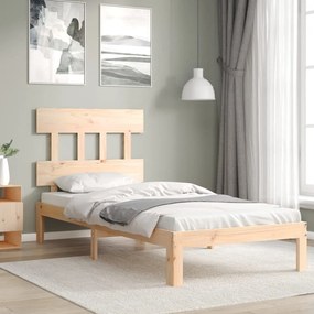 vidaXL Estrutura cama de solteiro c/ cabeceira madeira maciça