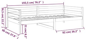 Sofá-cama 90x190 cm madeira de pinho maciça preto