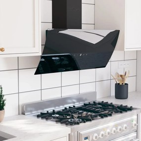 vidaXL Exaustor de parede 90 cm aço e vidro temperado preto