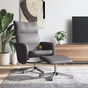 vidaXL Cadeira massagens reclinável c/ apoio pés couro artif. cinzento