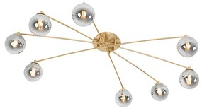 Candeeiro de teto moderno dourado 8 luzes vidro fumê - ATHENS Moderno,Art Deco