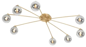 Candeeiro de teto moderno dourado 8 luzes vidro fumê - ATHENS Moderno,Art Deco