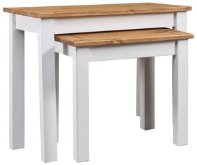 vidaXL Mesas de encastrar 2 pcs madeira de pinho maciça Panama branco