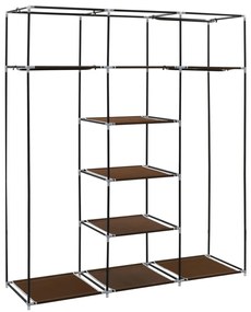 Roupeiro compartimentos e varões 150x45x175cm tecido castanho