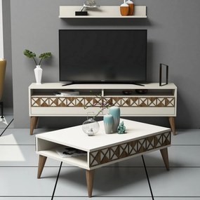 Conjunto de Mobiliário de Sala Line – Creme – TV Stand 150x50x30 cm, P