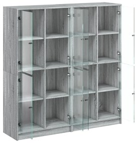 Estante c/ portas 136x37x142 cm derivados madeira cinza sonoma