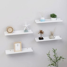 vidaXL Prateleiras de parede 4 pcs 40x9x3 cm branco brilhante