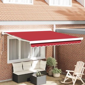 vidaXL Toldo Retrátil Manual Vermelho 300 x 250 cm Tecido e Metal