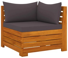 4 pcs conj. lounge jardim c/ almofadões madeira acácia maciça