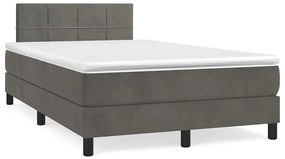 Cama box spring colchão LED 120x190cm couro artif. cinza-escuro