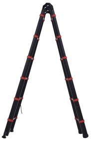 HOMCOM Escada telescópica multifuncional de alumínio de 3,8M 2 formas Estrutura de escalada portátil interna Externa Doméstica, preta