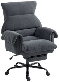 HOMCOM Cadeira de Secretária com Apoio para os Pés Encosto Reclinável e Acolchoada Espesso 80x80x106-114 cm Cinzento | Aosom Portugal