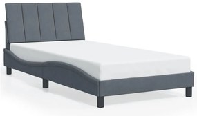 Estrutura de cama c/ luzes LED 100x200cm veludo cinzento-escuro