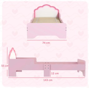 Cama para Crianças 70x140 cm (SEM COLCHÃO) com Barreira Antiqueda e Estrado Cama Infantil com Cabeceira em Forma de Nuvem Rosa