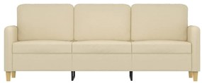 Sofá de 3 lugares tecido 180 cm cor creme