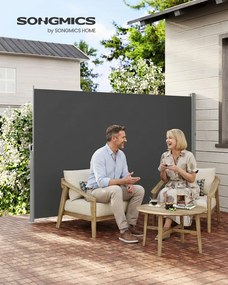 Toldo lateral de 180 x 500 cm com caixa em aço antracite