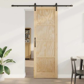 Porta Deslizante vidaXL com Conjunto de Ferragens 78x232 cm Madeira Sólida de Pinho
