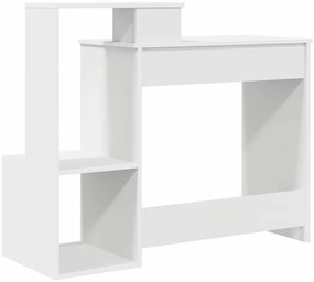 Mesa de Computador Branca Branca Aglomerado Padrão Armazenamento