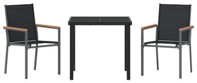 Conjunto de Jantar para Jardim 3 Peças - Preto, Textilene e Aço