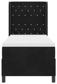 Cama Box Spring vidaXL com Colchão e LED Preto 80x200 cm Veludo