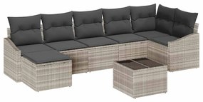 Conjunto de Jantar para Jardim com 8 Peças e Almofadas Cinzas em Ratta