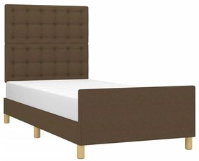 Estrutura de cama c/ cabeceira tecido 80x200 cm castanho-escuro