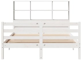 Cama com estante sem colchão 140x200 cm pinho maciço branco