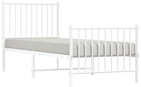 Estrutura de cama com cabeceira e pés 75x190 cm metal branco