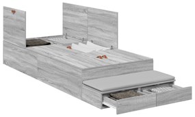 Cama de Armazenamento Cinzento Sonoma 90x190 cm