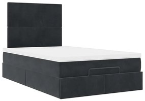 Estrutura de cama otomana com colchões preto 120x190 cm Veludo