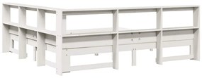 Cama com estante sem colchão 180x200 cm pinho maciço branco
