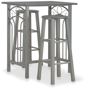 vidaXL 3 pcs conjunto de bar em madeira e aço antracite