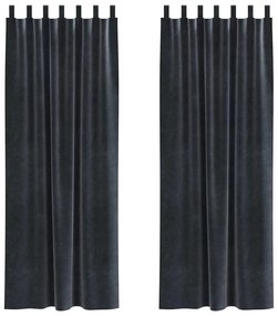 Cortinas Blackout vidaXL com alças para pendurar 2 pcs Cinza Escuro Ve