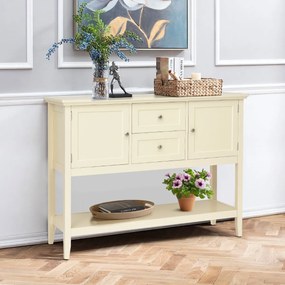 Mesa consola aparador em madeira com 2 gavetas e 2 prateleiras por baixo das portas Mesa de apoio para sala de estar Escritório 117 x 38 x 86,5 cm Beg