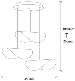 Chandelier Sivani – Branco e Dourado – Diâmetro 45 cm, Altura 106 cm