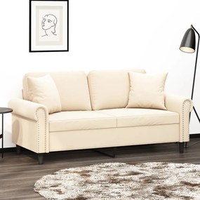 vidaXL Sofá 2 lugares c/ almofadas/almofadões 140 cm veludo creme