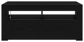 Gabinete de TV vidaXL com LED Preto Carvalho 90x35x40 cm Madeira engen