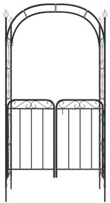 Arco de jardim c/ portão 108x45x235 cm aço preto