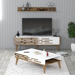 Conjunto de Mobiliário de Sala de Estar Valensiya – Nogueira Branco –