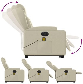 Poltrona reclinável elevatória elétrica couro artificial creme