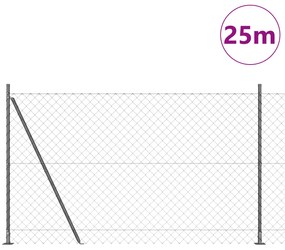 Cerca de Cadeia com 13 Postes Flangeados 1.4x25 m Aço Galvanizado