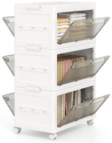 Pacote com 4 caixas de armazenamento de plástico com tampa para quarto e sala de estar - branco