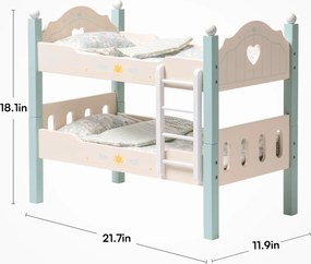 Cama de madeira de brincar 2 em 1 para bonecas (NÃO INCLUIDA) 55 x 30 x 46 cm Azul
