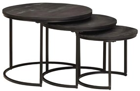 vidaXL Mesas de Café Empilháveis 3 pcs Preto
