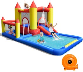 Castelo Insuflável Infantil com Tobogã e Piscina -