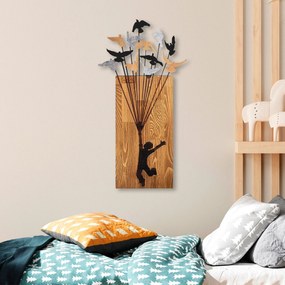 Acessório Decorativo de Parede Flying Boy – Nogueira e Preto – 45 x 86